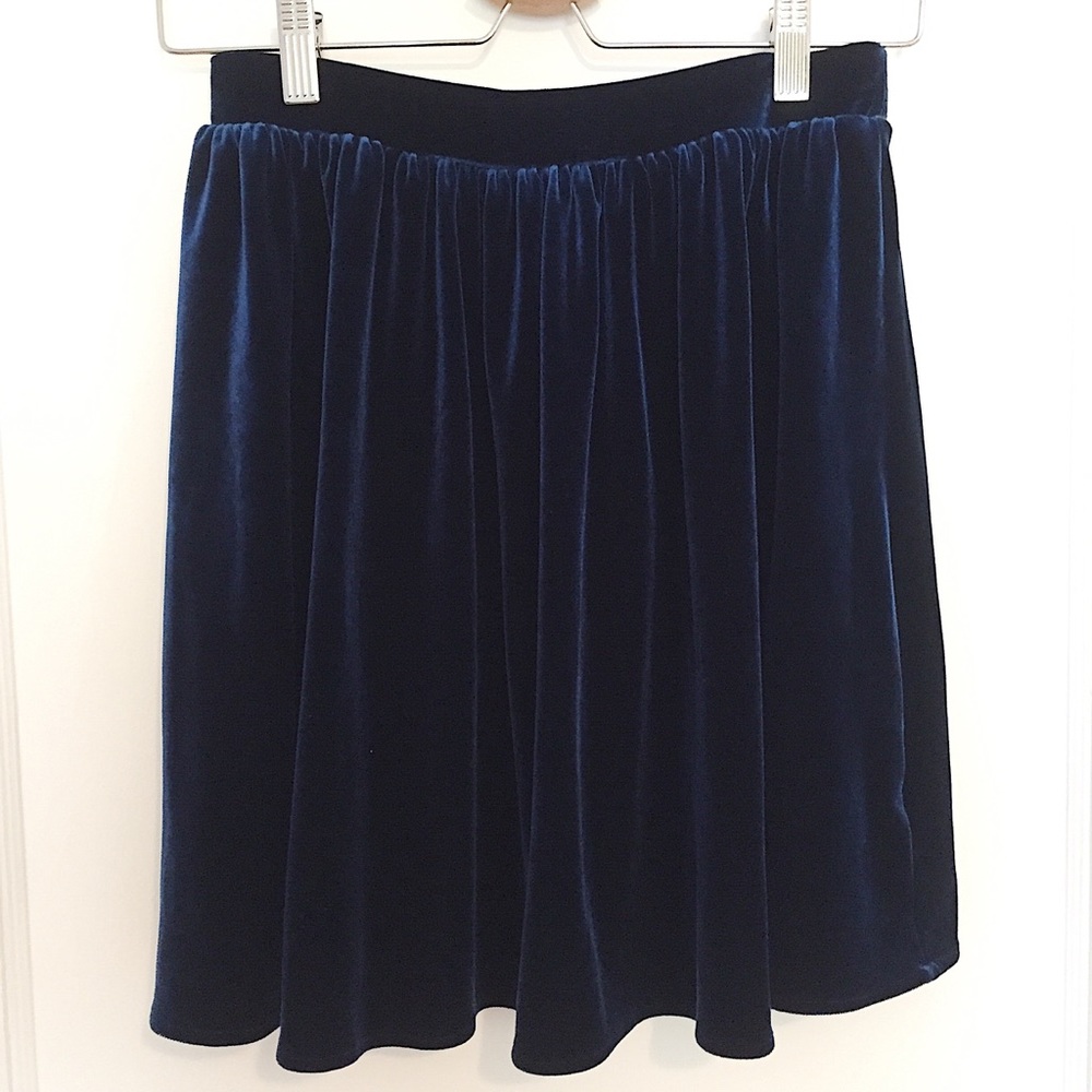 American Apparel Blue Velvet Skater Skirt